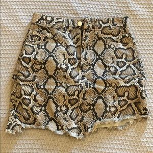 Zara snakeskin denim skirt